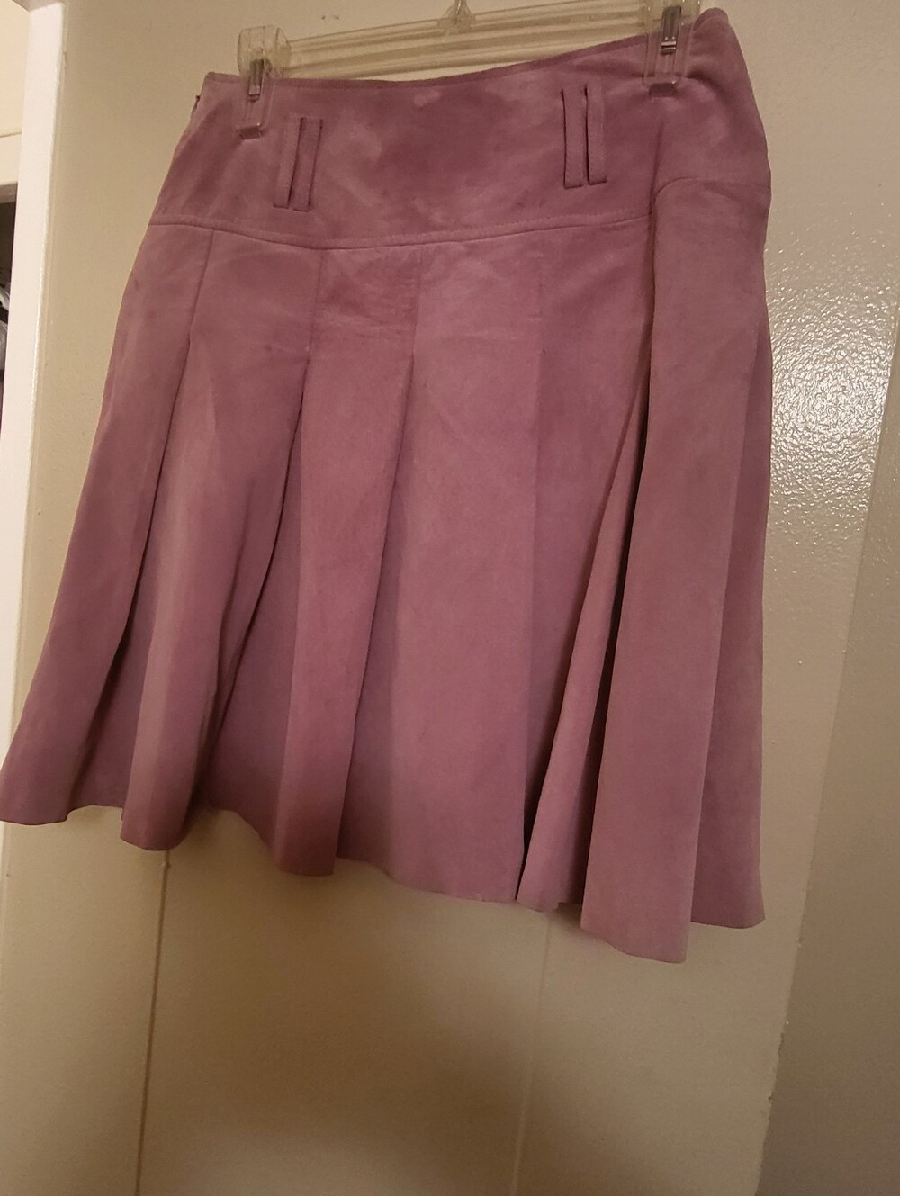 INC pleated Suede leather skirt Lilac size 2 pre-owned